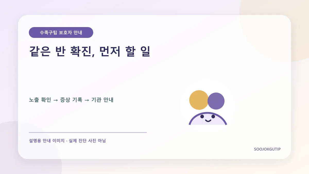 어린이집 수족구 확진 알림을 확인하고 아이 상태를 살피는 보호자